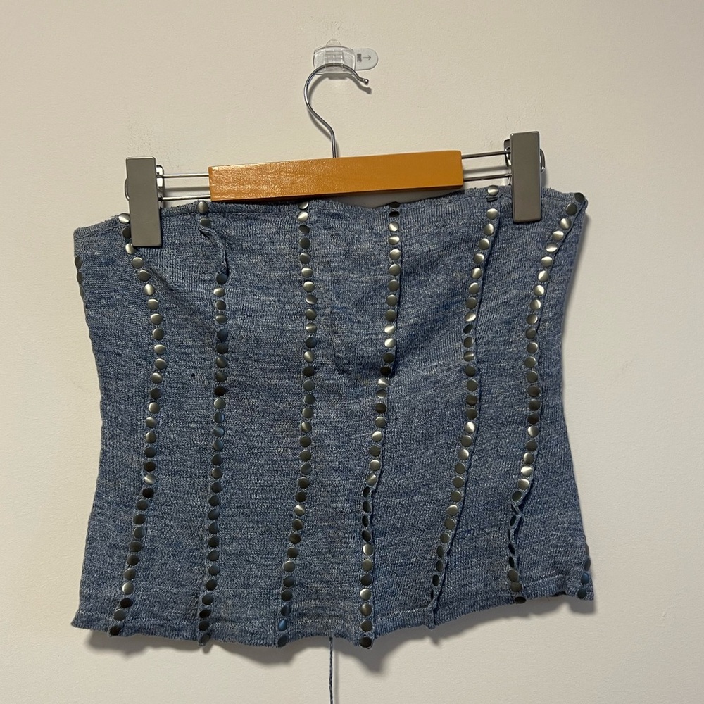 Stylish Blue and Silver Women's tube top